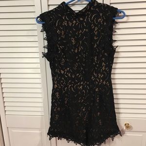 Lace black romper open back
